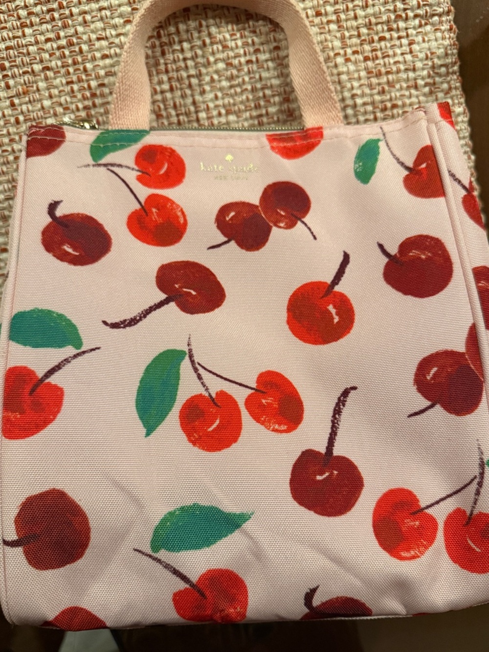 kate spade Pink Tote with Red Cherry Print